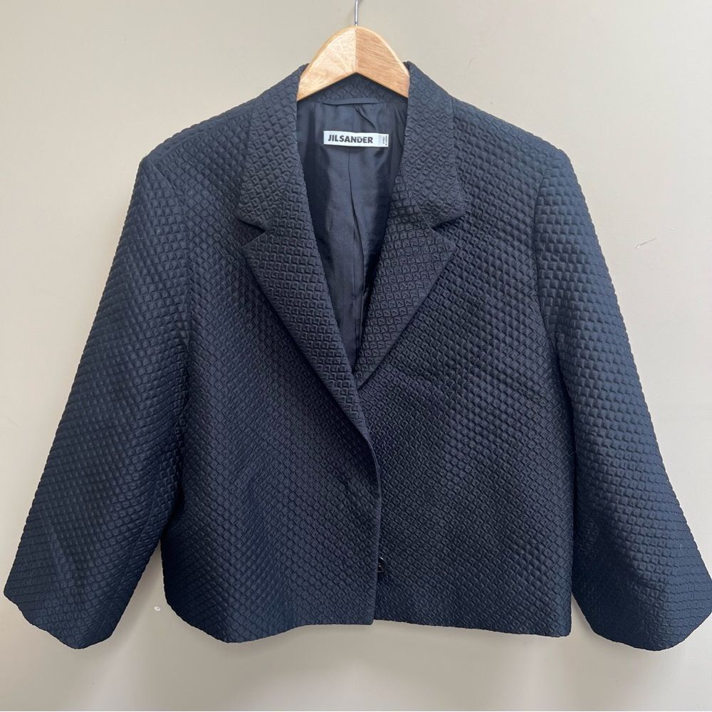 Jil Sander Black silk/cotton Textured Cropped Jacket size38